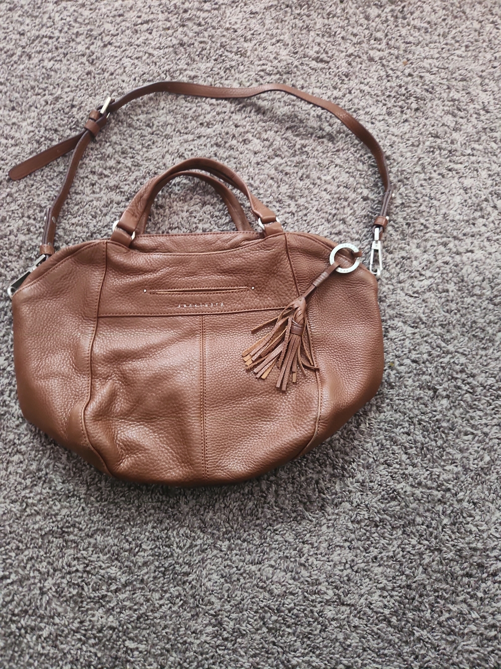 Sanctuary Brown Leather Tassel Shoulder Bag